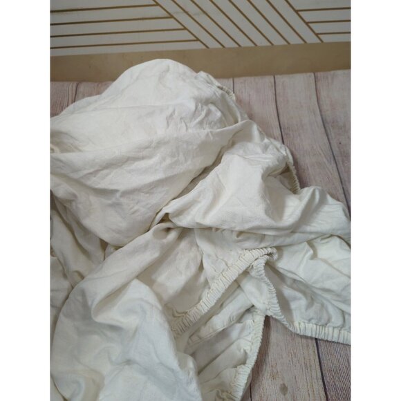 SIMPLE OPULENCE BEDDING Linen Cotton Blend Fitted Sheet White FULL SIZE - Picture 4 of 6